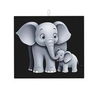 Tapis de séchage pour cuisine VVXBHGR Elephant Mother and Son Imprimés Ultra absorbant, réversible et élégant Tapis de comptoir de cuisine