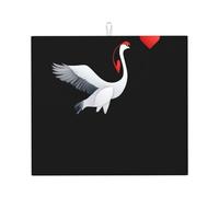 Tapis de séchage pour cuisine VVXBHGR Love - Imprimé grue nuage blanc - Ultra absorbant, réversible et élégant