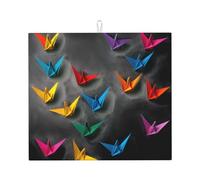 Tapis de séchage pour cuisine VVXBHGR Origami Thousand Paper Crane Prints Ultra absorbant, réversible et élégant Tapis de comptoir de cuisine