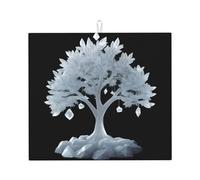 Tapis de séchage pour cuisine VVXBHGR Un grand arbre couvert d'imprimés givrés Ultra absorbant, réversible et élégant Tapis de comptoir de cuisine
