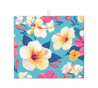 Tapis de séchage pour cuisine Wzywhj belle impression fleurs d'hibiscus fabriqué en éponge absorbant l'eau 45,7 x 40,6 cm