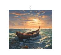 Tapis de séchage pour cuisine Wzywhj en bambou Raft On The Sea Printing Made of Sponge Water Absorbent 45,7 x 40,6 cm