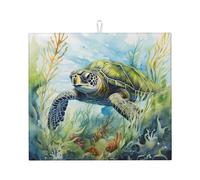 Tapis de séchage pour cuisine Wzywhj Little Turtle in The Seaweed imprimé en éponge absorbant l'eau 45,7 x 40,6 cm