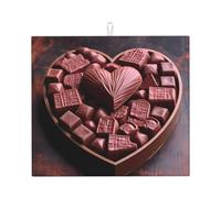 Tapis de séchage pour cuisine Wzywhj Love Chocolat imprimé en éponge absorbant l'eau 45,7 x 40,6 cm