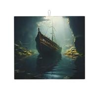 Tapis de séchage pour cuisine Wzywhj Shipwreck at The Bottom of The Lake imprimé en éponge absorbant l'eau 45,7 x 40,6 cm