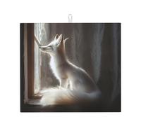 Tapis de séchage pour cuisine Wzywhj Smart White Fox Image en éponge absorbant l'eau 45,7 x 40,6 cm
