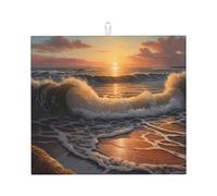 Tapis de séchage pour cuisine Wzywhj Sunrise at The Seaside Image en éponge absorbant l'eau 45,7 x 40,6 cm