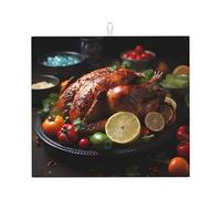 Tapis de séchage pour cuisine Wzywhj Tantalisant Rôti Turquie Image Fabriqué en éponge absorbant l'eau 45,7 x 40,6 cm