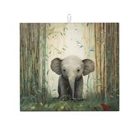 Tapis de séchage pour cuisine YTUOPWE Bamboo Forest Elephant Picture Ultra absorbant, réversible et élégant Tapis de comptoir de cuisine