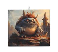Tapis de séchage pour cuisine YTUOPWE Monster on the Stone Pier Picture Ultra absorbant, réversible et élégant Tapis de comptoir de cuisine