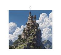 Tapis de séchage pour cuisine YTUOPWE The Castle on top of The Hill Picture Ultra absorbant, réversible et élégant Tapis de comptoir de cuisine