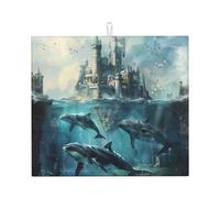Tapis de séchage pour cuisine YTUOPWE Whale Under The Castle Picture Ultra absorbant, réversible et élégant Tapis de comptoir de cuisine