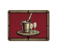 Tapis de séchage pour seau à champagne pour comptoir de cuisine, tapis égouttoir à vaisselle en caoutchouc absorbant rouge, tapis de séchage élégant en cuir synthétique, protecteur de barre de 45,7 x