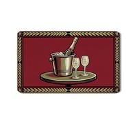 Tapis de séchage pour seau à champagne pour comptoir de cuisine, tapis égouttoir à vaisselle en caoutchouc absorbant rouge, tapis de séchage élégant en cuir synthétique, 30,5 x 50,8 cm