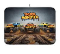 Tapis de séchage pour vaisselle Cool Monster Truck - Séchage rapide - Absorbant - Pour comptoir de cuisine - Taille M - 40,6 x 45,7 cm