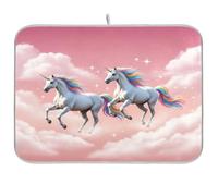 Tapis de séchage réversible avec motif licorne arc-en-ciel - 45,7 x 61 cm