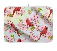 Tapis de séchage réversible pour comptoir de cuisine Motif cardinaux Rouge vif 45,7 x 40,6 cm