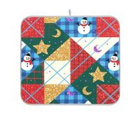 Tapis de séchage rouge à paillettes pour comptoir de cuisine, tapis égouttoir à vaisselle pour comptoir de cuisine, tapis de sèche-linge 40,6 x 45,7 cm