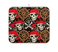 Tapis de séchage super absorbant et résistant à la chaleur Motif crânes de pirates nautiques Rouge/noir 45,7 x 61 cm