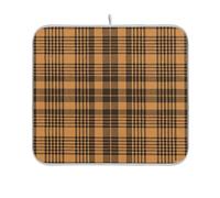 Tapis de séchage vintage à carreaux marron pour plan de travail de cuisine, égouttoir à vaisselle, égouttoir à vaisselle de cuisine, 40,6 x 45,7 cm