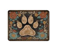 Tapis de séchage vintage floral pour comptoir de cuisine, motif empreintes de pattes rustiques, tapis d'égouttoir à vaisselle en caoutchouc absorbant, tapis de séchage de style campagnard pour