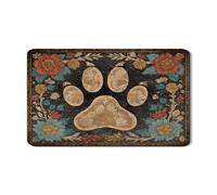 Tapis de séchage vintage floral pour comptoir de cuisine, motif empreintes de pattes rustiques, tapis d'égouttoir à vaisselle en caoutchouc absorbant, tapis de séchage de style campagnard pour
