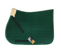 Tapis de Selle d'équitation, Monte Anglaise, Idéal pour le Saut d’Obstacles, Fermeture Velcro, Matelassage, Insert en Fourrure, Équipement, (Cob, vert)