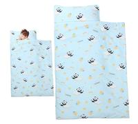 Tapis de Sieste pour Tout-Petit avec Couverture d'oreiller Amovible, Sac de Couchage Anti-Coup Pied pour Tout-Petit, imprimé Panda, Tapis Sieste Enroulable avec poignée pour l'école Maternelle