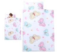 Tapis de Sieste pour Tout-Petit avec Oreiller et Couverture Amovibles, Sac de Couchage Anti-Coup Pied pour Tout-Petit, imprimé Papillon, Tapis Sieste Enroulable avec poignée pour école Maternel