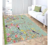 Tapis de Sol 160 x 230 cm Branches Oiseaux Coucou, Tapis Lavable imprimé Gris à Poils Courts - Moquette Coureur antidérapant Doux pour Salon Chambre Salle à Manger