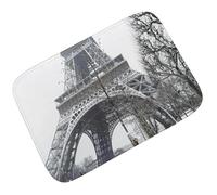 Tapis de Sol 3D Charmant de la Tour Eiffel - Décoration Parisienne en Noir et Blanc pour Les entrées de Maisons, Parfaite pour Les passionnés de Voyage et Les Amateurs de France-60x90cm