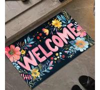 Tapis de Sol 3D Charmant en Fleurs de Bienvenue - décor Vibrant et accueillant pour Les entrées de Maisons, Parfait pour accueillir Les invités avec style-60x90cm