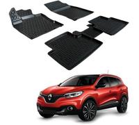 SCOUTT | 3D Tapis De Sol en Caoutchouc Premium Compatible avec Kadjar Depuis 2015, Bord Haut, Noir, Antidérapant, Toutes Saisons