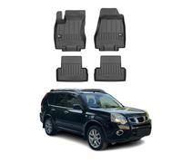 Tapis de Sol 3D TPE Premium Compatible avec Nissan X-Trail II T31 2008-2013 | Revêtement de Sol pour Voiture - Intérieur antidérapant - Bords Hauts - Noir