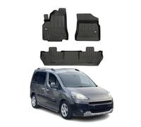 Tapis de Sol 3D TPE Premium Compatible avec Peugeot Partner Tepee 2008-2018 | Revêtement de Sol pour Voiture - Intérieur antidérapant - Bords Hauts - Noir
