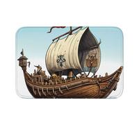 Tapis de sol à bord verrouillable pour ourlet 101,6 x 152,4 cm YYHHAOFA motif vieux bateau viking pour toilettes, coiffeuse, maison de vacances, salle de bain principale, salle de bain pour enfants et