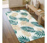 Tapis de sol à feuilles, fougère de palmier naturelle tropicale, vert d'été, antidérapant, ne perd pas ses poils, entrée, salle de bain, buanderie, 0,9 x 1,5 m