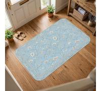 Tapis de sol à fleurs, motif floral traditionnel, oiseau, feuille printanière, bleu clair, antidérapant, tapis d'intérieur qui ne perd pas ses poils, pour salle de bain, entrée, cuisine, chevet, 0,6 x