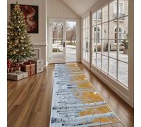 Tapis de Sol Absorbant Paysage d'hiver Arbre Tapis de Cuisine Antidérapant et Lavable Naturel Forêt Tapis de Couloir Long Hiver Neige Devant Evier, Entrée et Chambre 80x180 cm