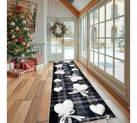 Tapis de Sol Absorbant Plaid Carreaux Tapis de Cuisine Antidérapant et Lavable Tapis de Couloir Long Romantique Nœud Papillon Devant Evier, Entrée et Chambre 80x180 cm