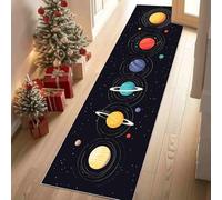 Tapis de Sol Absorbant Science Fiction Planète Tapis de Cuisine Antidérapant et Lavable Univers Géométrique Tapis de Couloir Long Moderne Étoiles Devant Evier, Entrée et Chambre 80x180 cm