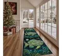 Tapis de Sol Absorbant Steampunk Poisson Tapis de Cuisine Antidérapant et Lavable Science Fiction Lune Tapis de Couloir Long Rétro Planète Devant Evier, Entrée et Chambre 80x180 cm