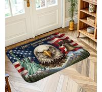 Tapis de sol aigle, statue patriotique historique de la liberté, cloche de la liberté, anniversaire, rouge, antidérapant, esthétique, tapis rectangulaire, tapis de buanderie, salle de bain, porte