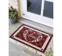 Tapis De Sol Amours Intérieur Jour De l'amour Romantique Rouge Amour Carreaux Buffalo Rouge Et Noir Entretien Simple Paillasson Entree Lavable Paillasson pour Couloir Portes Extérieures Salons