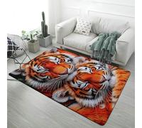 Tapis de Sol Animaux 3D Moderne Décoration Bleu Gris Lion Léopard Tigre Tapis en Flanelle Convient pour Salon, Chambre à Coucher, Bureau, Décoration de Salle de Jeux (Color 6,140x200 cm)