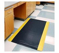 Tapis de sol anti-fatigue pour bureau debout et cuisine, tapis confortable de 1,9 cm avec motif plaque en diamant, facile à nettoyer, antistatique, pour la maison, le bureau, le garage (noir, 60 x 70