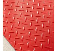 Tapis De Sol Antidérapant en Caoutchouc À Motif Diamant - Rouleau De Revêtement De Sol Épais, Résistant, Gris, Rouge, Bleu, Vert, Noir(Red,1.5x2m/4.9x6.5ft)