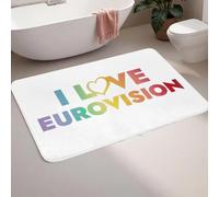 Tapis de Sol antidérapant en Flanelle 3D J’Adore l’Eurovision - Paillassons Arc-en-Ciel Tapis Lavable Tapis d’entrée Cuisine Salle de Bain Tapis de Pied - 50x80cm