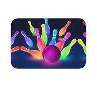 Tapis de sol antidérapant en velours avec boules de bowling - 40 x 60 cm - Antidérapant - Facile à nettoyer - Confortable au toucher