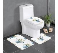 Tapis de sol antidérapant - Lot de 3 fleurs WHJSHOP dans un arrosoir - Tapis de sol de toilette en forme de U, fermement fixé, absorbant et durable, épais et confortable